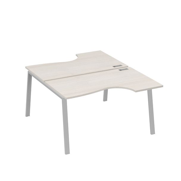 Рабочая станция столы (2х140) эргономичные Классика каркасTRE A4 А4 Б3 184  БП дуб / металлокаркас серый - Вид 1