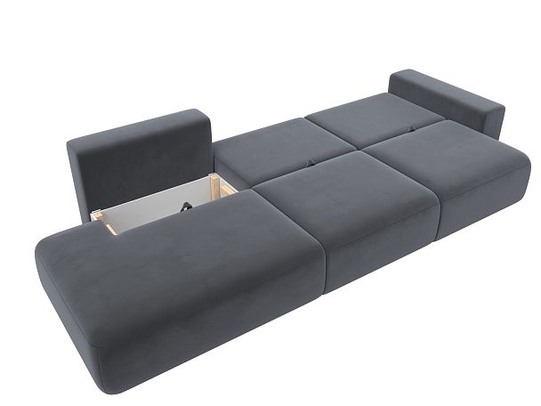 Диван прямой Лига-036 Модерн Лонг подлокотник справа Велюр серый - Вид 9