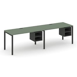 Concept Рабочая станция односторонняя с подвес. тумбами 2 места CN.ORS-106 Кобо/Антрацит/Металл Антрацит 2360*720*750 - Фото предпросмотра