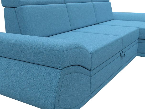 Диван угловой Лига-032 правый угол Рогожка голубой - Вид 4