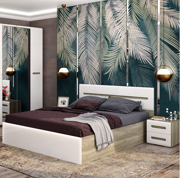 Спальня "Наоми" КР-11 дуб каньон/белый глянец МF07 - Вид 2