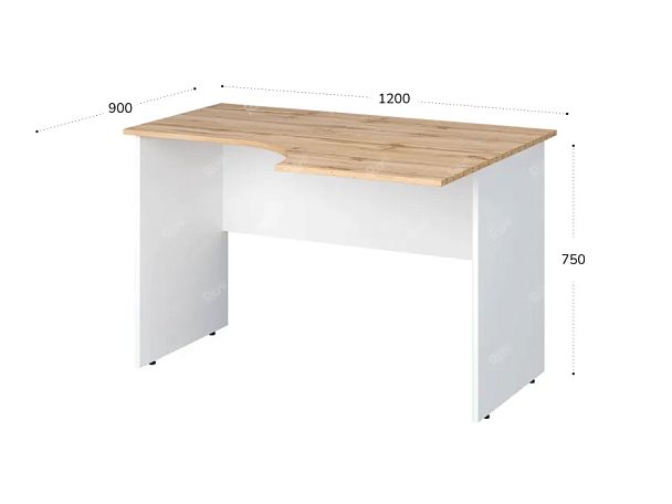 TANDEM RTD012-120R-V Стол эргономичный правый 1200х900х750 Вотан/Белый - Вид 2