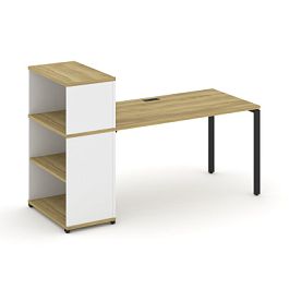 Concept Стол рабочий с опорным стеллажом с надставкой низ. CN.SP-211 Дуб Винченцо/Белый Бриллиант/Металл Черный 1800*720*1140 - Фото предпросмотра