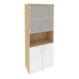 Onix Шкаф высокий широкий O.ST-1.4 Тиквуд светлый/Белый бриллиант 800*420*1977 - Фото предпросмотра