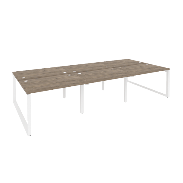 Onix Рабочая станция на О-образном м/к O.MO-D.RS-6.2.8 Тиквуд темный/Белый металл 3540*1635*750 - Вид 1