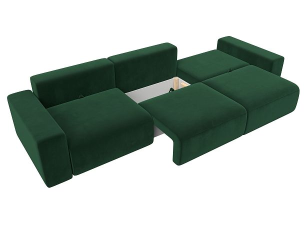 Диван прямой Лига-036 Классик Лонг Велюр зеленый - Вид 8