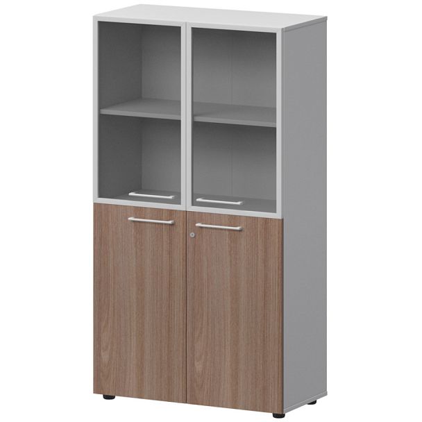 Шкаф высокий комб. СМШ48.28F.28RS(Б) Темный шимо/Белый 792x362x1595 Кортез - Вид 1