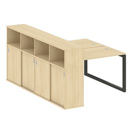 Metal System Quattro Р. ст. с шкафом-купе на О-образном м/к 50БО.РС-СШК-4.2 Т Акация/Антрацит металл 1610*2332*1098 - Фото предпросмотра