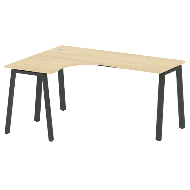 Metal System Стол криволинейный левый на А-образном м/к БА.СА-4 (L) Акация/Антрацит металл 1600*1200*750 - Вид 1