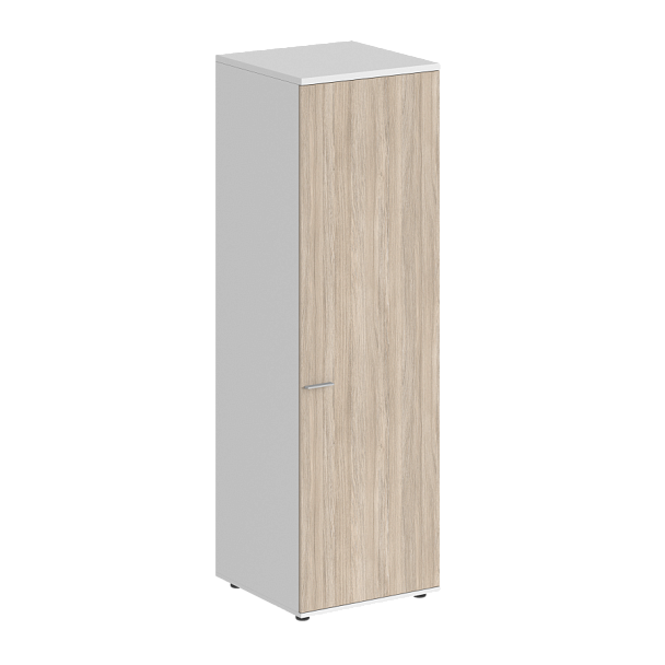 Гардероб Sigma 600х600х1955, з.ст ЛДСП 16 мм,  правый / корпус: белый; фасад: дуб светлый - Вид 1