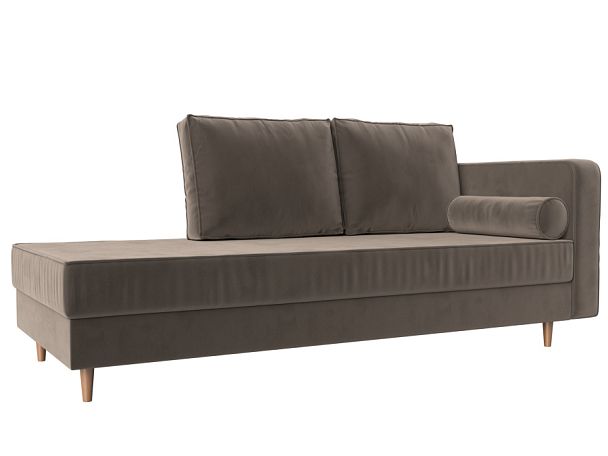 Кушетка Прайм правый (полностью велюр коричневый) - Вид 1