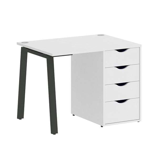 Home Office Стол письменный VR.SP-3-98.4.A Белый бриллиант/Антрацит металл 980*720*750 - Вид 1