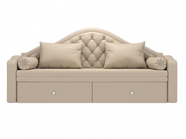 Прямой диван софа Сойер (полностью экокожа бежевая) - Вид 2