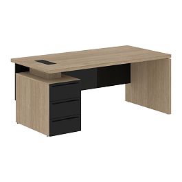 Стол письменный СП-064-25-04(L) Дуб Натуральный/Черный глянец 1800х900х750 KANON - Фото предпросмотра