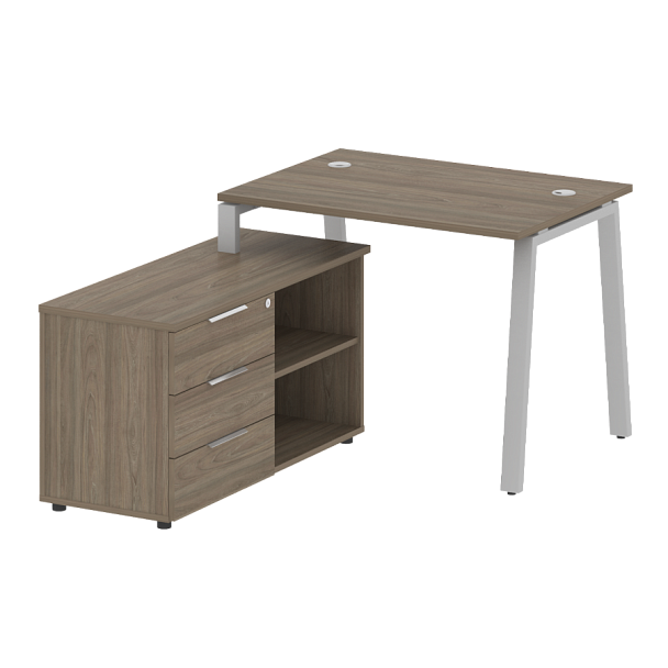 Metal System Р. ст. с тумбой на А-образном м/к БА.РС-СТС-2.1 (L) Вяз/Серый металл 1100*1520*750 - Вид 1