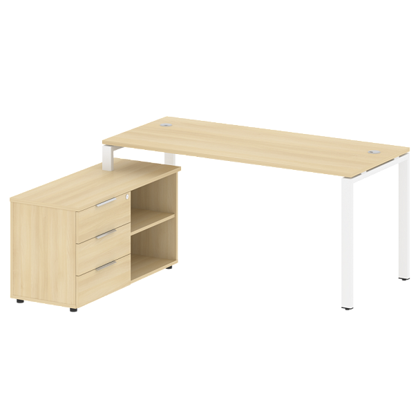 Metal System Р. ст. с тумбой на П-образном м/к БП.РС-СТС-2.4 (L) Акация/Белый металл 1700*1520*750 - Вид 1