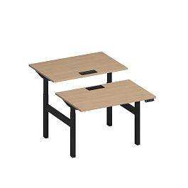 Рабочая станция на электроприводе с заглушками Elevo А2 ЧР 101 НД натуральный дуб / черный гладкий - Фото предпросмотра