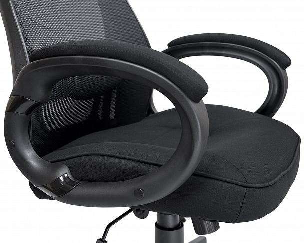 Офисное кресло для руководителей DOBRIN STEVEN BLACK (чёрный пластик, чёрная ткань) - Вид 11