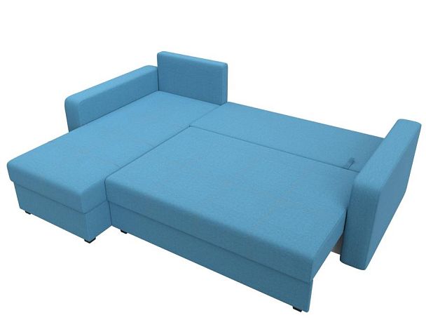 Диван угловой Ливерпуль Лайт левый угол Рогожка голубой - Вид 8