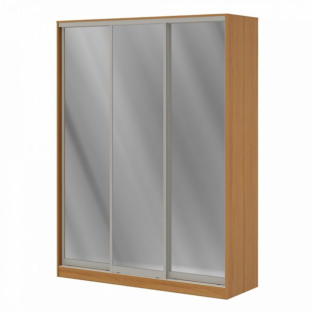 Шкаф купе 1,8 м с тремя зеркальными дверями "Система-M" ПК-ШК-КМШ240х180СЗ3-В1-24 ольха - Вид 1