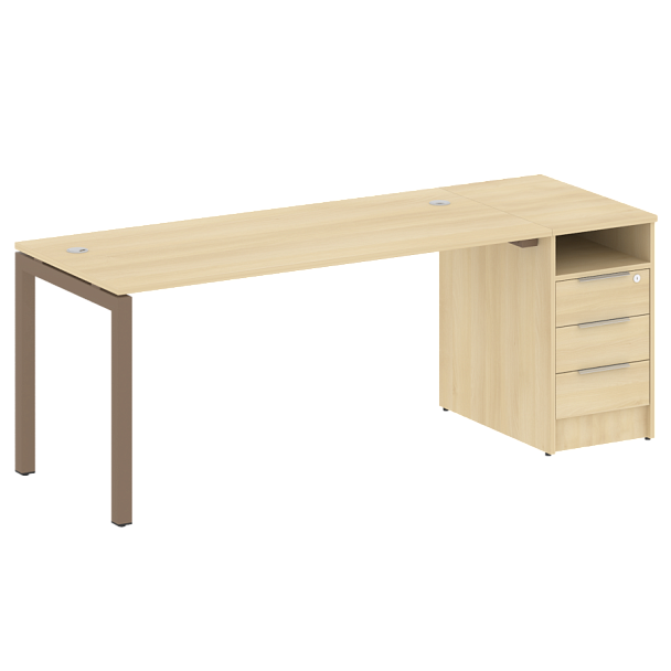 Metal System Quattro Р. ст. с тумбой на П-образном м/к 50БП.РС-СТП-1.4 Акация/Мокко металл 2012*720*750 - Вид 1