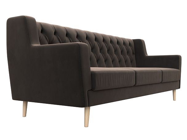 Прямой диван Брайтон 3 Люкс (полностью велюр коричневый) - Вид 3