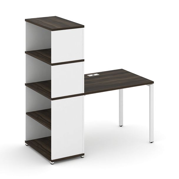 Concept Стол рабочий с опорным стеллажом с надставкой выс. CN.SP-213 Дуб Мали/Белый Бриллиант/Металл Белый 1400*720*1530 - Вид 1