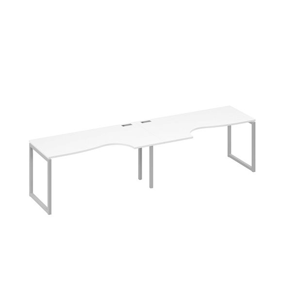 Рабочая станция (2х160) опоры QUATTRO столы Классика A4 А4 Б4 045-2 БП белый премиум / металлокаркас серый - Вид 1