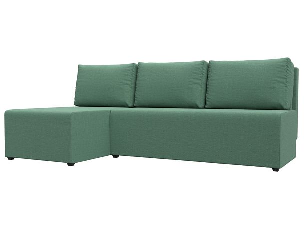 Диван угловой Поло левый угол Рогожка зеленый - Вид 1