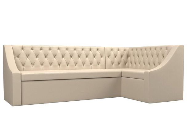 Кухонный угловой диван Мерлин правый (полностью экокожа бежевая) - Вид 1