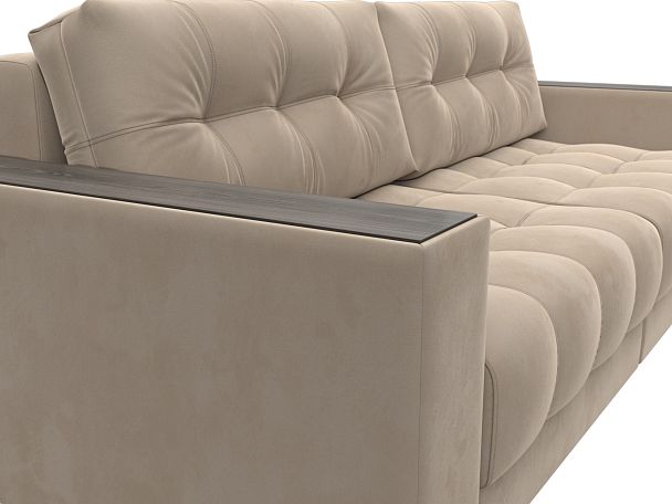 Диван прямой с декором Лига-049 НПБ Велюр бежевый - Вид 4