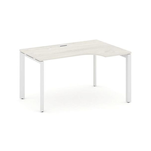 Style Project Next Стол рабочий эргономичный SN-59P.SPA-011(R) Дуб Наварра/Металл Белый/Белый Заглушка 1380*700/980*750 - Вид 1