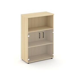 Стайл Проджект Шкаф средний широкий SN.STS-202 Акация Лорка/Прозрачный/Черный Ручки 796*400*1203 - Фото предпросмотра