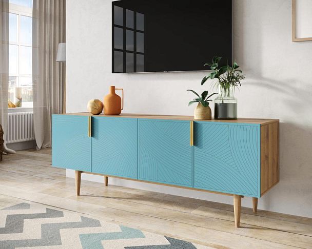 Комод под TV с четыремя дверками Line LN06/GR1/blue - Вид 3