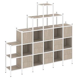 Loft Прямой стеллаж наборный VR.L-24 Дуб аттик/Белый металл 2526*446*2280 - Фото предпросмотра