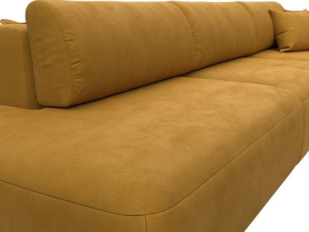 Диван прямой Лига-036 НПБ Модерн Лонг подлокотник справа Велюр желтый - Вид 4