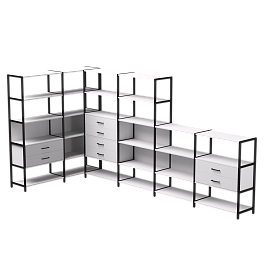 Набор стеллажных систем №18 Everprof EVO 1635x3630x1840 Белый/Черный - Фото предпросмотра