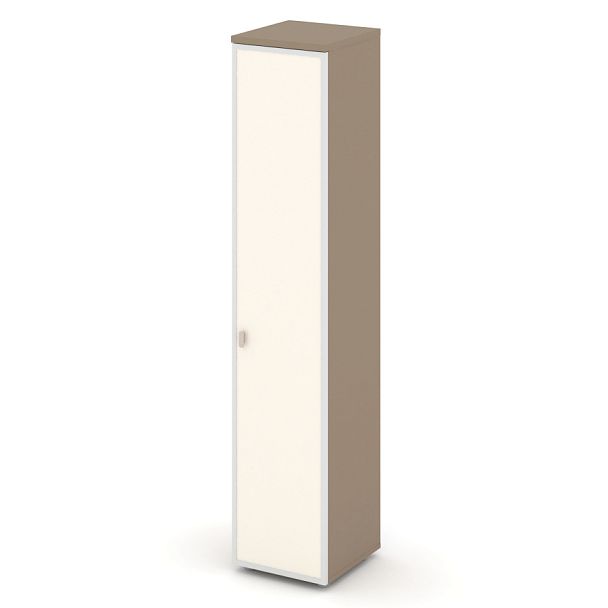 Estetica Шкаф высокий узкий прав. (1 высок. фасад стекло лакобель в раме) ES.SU-1.10R (R) I Латте/Лакобель ivory 400*420*1977 - Вид 1