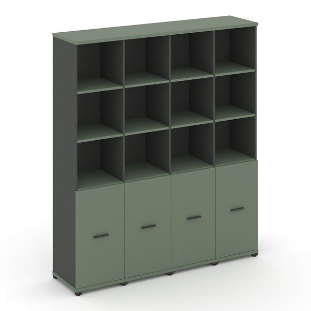 Concept Шкаф 4 узкие секции, 5 ниш CN.STU-541 A Кобо/Антрацит/Металл Антрацит 1668*420*1922 - Вид 1