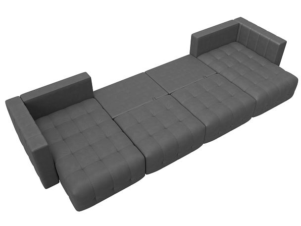 Диван П-образный Лига-052 НПБ Лонг Замша серый - Вид 9