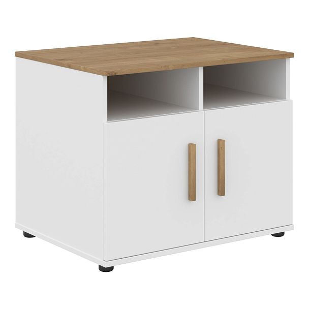 Тумба (для оргтехники) FPS 806 Белый премиум/Дуб Гамильтон 802х600х660 FORTA - Вид 1