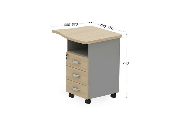 БЕРЛИН / BERLIN Тумба приставная правая 730х600х740 Акация/Серый - Вид 2
