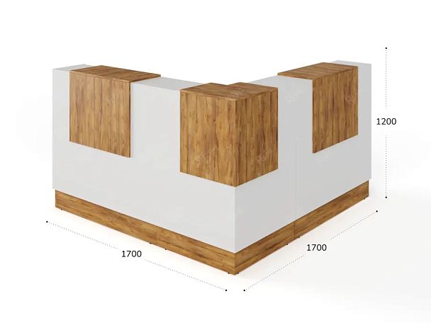 RTD093-170-ME ТАНДЕМ / TANDEM Стойка ресепшн угловая 7-170 1700х1700х1200 Таксония медовая - Вид 2