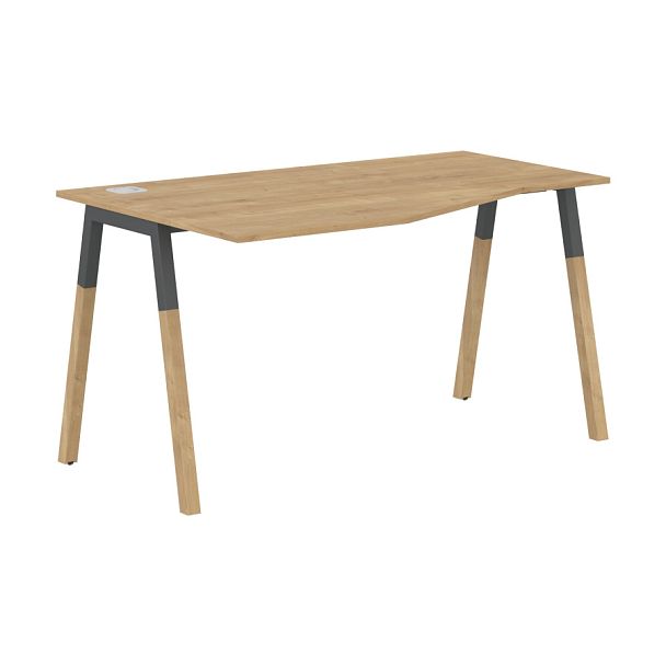 Стол FCT 1367(L) Дуб Гамильтон/Антрацит-Бук 1380х900(670)х733 FORTA - Вид 1
