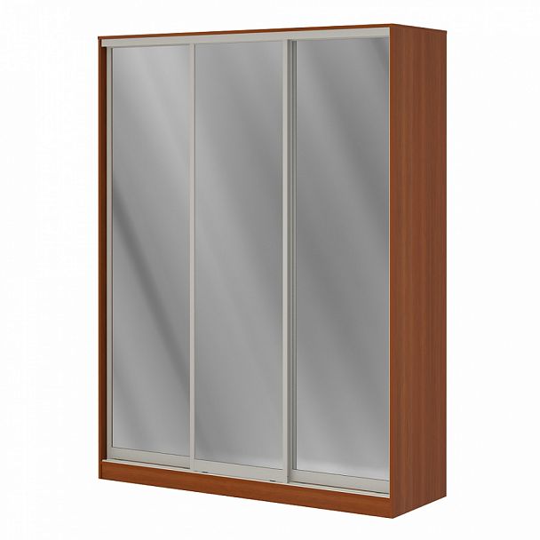 Шкаф купе 1,8 м с тремя зеркальными дверями "Система-M" ПК-ШК-КМШ240х180СЗ3-В1-35 миланский орех светлый - Вид 1