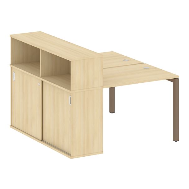 Metal System Quattro Р. ст. с шкафом-купе на П-образном м/к 50БП.РС-СШК-2.1 Т Акация/Мокко металл 1410*1475*1098 - Вид 1