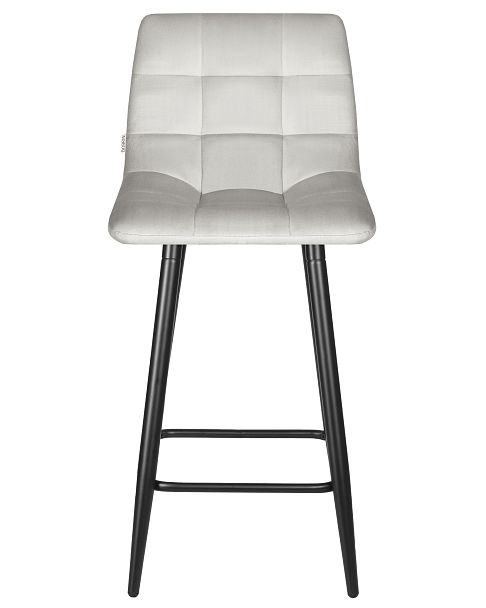 Стул полубарный DOBRIN OLIVIA (черные матовые ножки, светло-серый велюр (108-52)) - Вид 6
