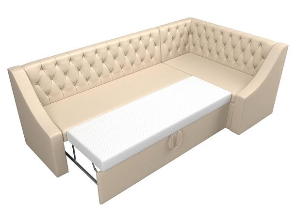 Кухонный угловой диван Мерлин правый (полностью экокожа бежевая) - Вид 7