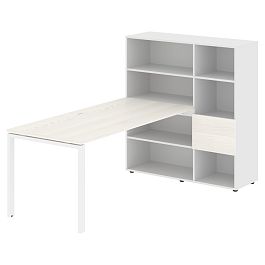 Стол-стеллаж EURST 1217 Ясень Траун/Белый/Белый 2190х1250х1355 EDIS - Фото предпросмотра