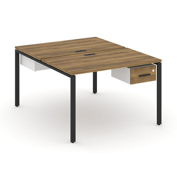 Concept Рабочая станция 2 сторонняя с подвесными тумбами на 2 места CN.DRS-110 W Сандал Янтарный/Белый Бриллиант/Металл Черный 1180*1480*750 - Вид 1